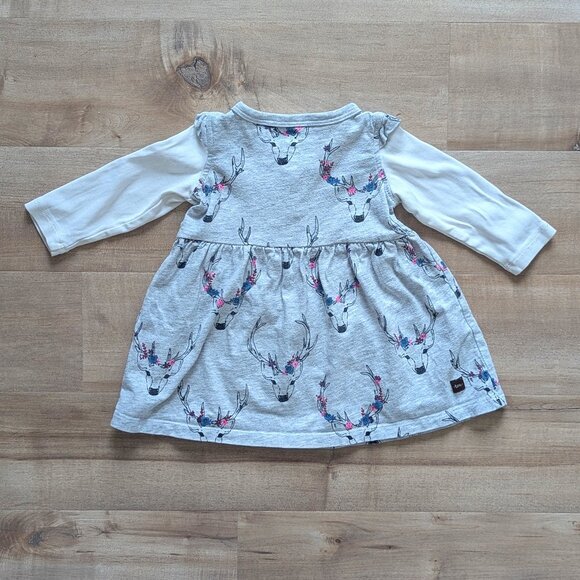 Tea Collection Reindeer Long Sleeved Dress - Size 6-9M - Picture 2 of 7